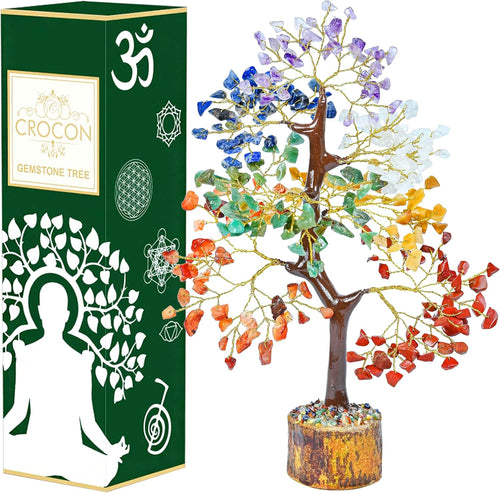 7 Chakra Tree of Life - Crystal Tree for Positive - Gemstone Tree - Seven Chakra Tree Spiritual Wisdom Feng Shui Tree Decor - Handmade - Healing Tree - Attract Good Luck & Charm Gift