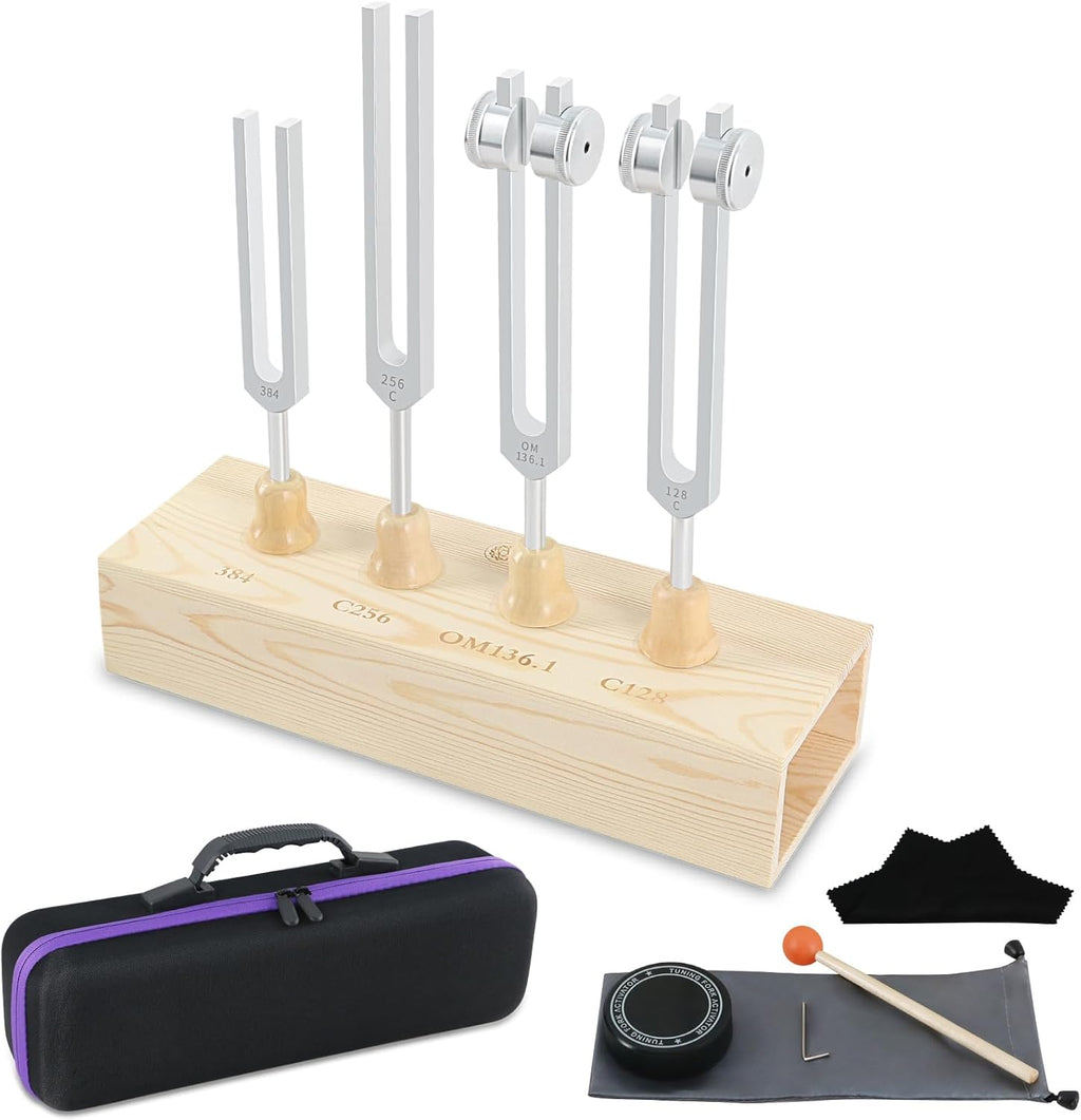 Chakra Tuning Fork Set – Sound Healing Instruments with Mallets, Bases & DNA Activation Frequencies