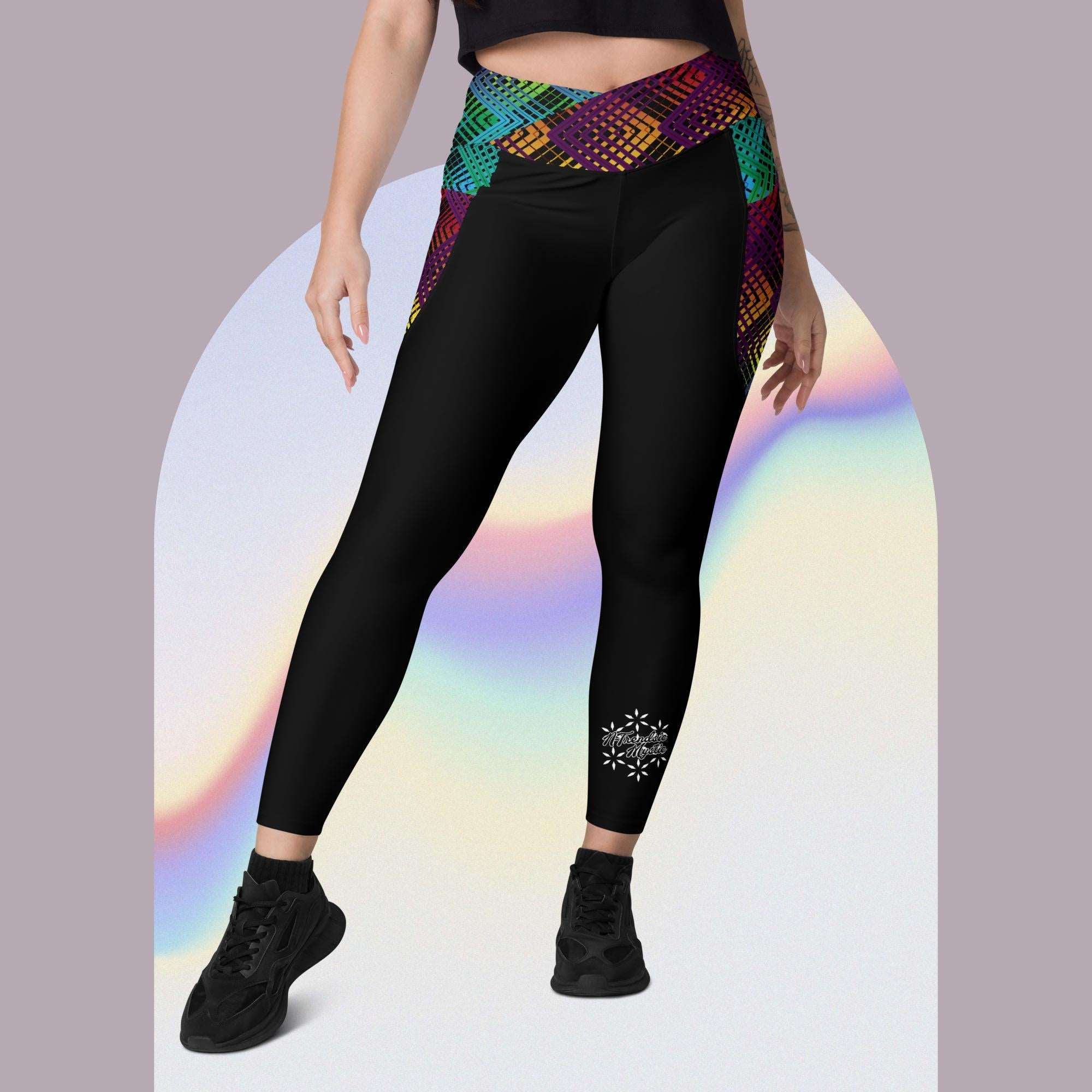 Ziggy Stripes - Crossover leggings with pockets