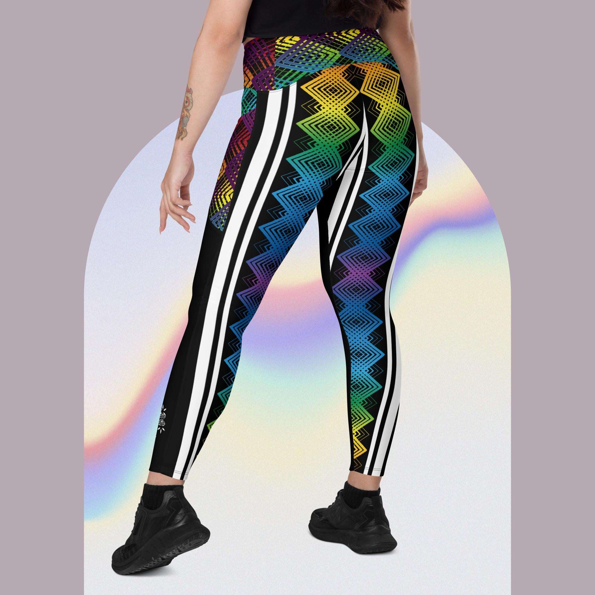 Ziggy Stripes - Crossover leggings with pockets