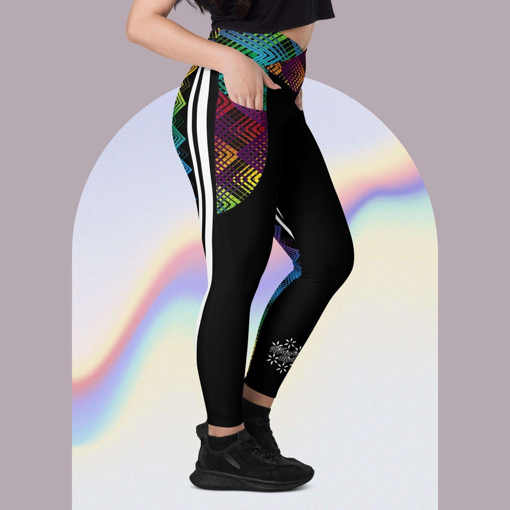 Ziggy Stripes - Crossover leggings with pockets