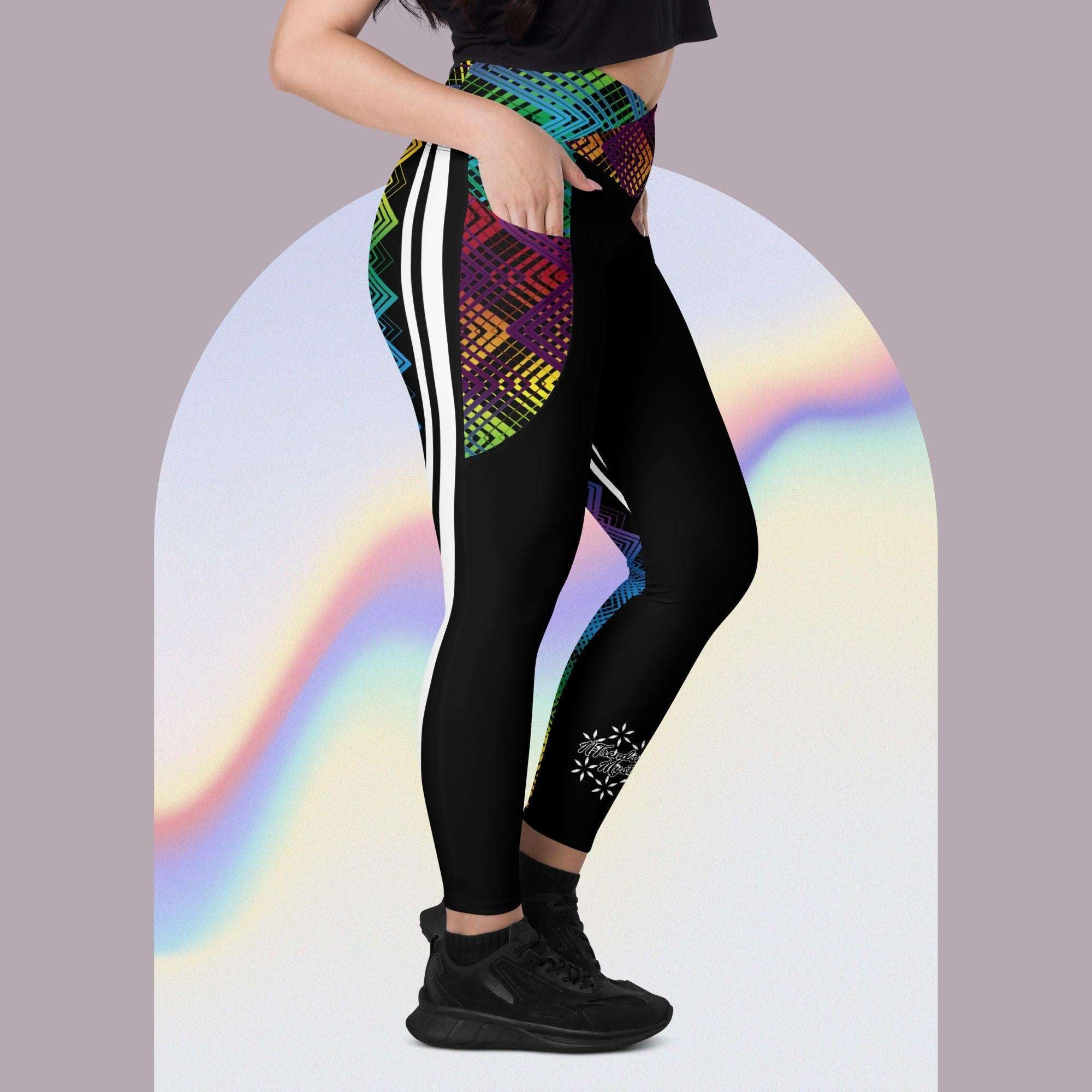 Ziggy Stripes - Crossover leggings with pockets