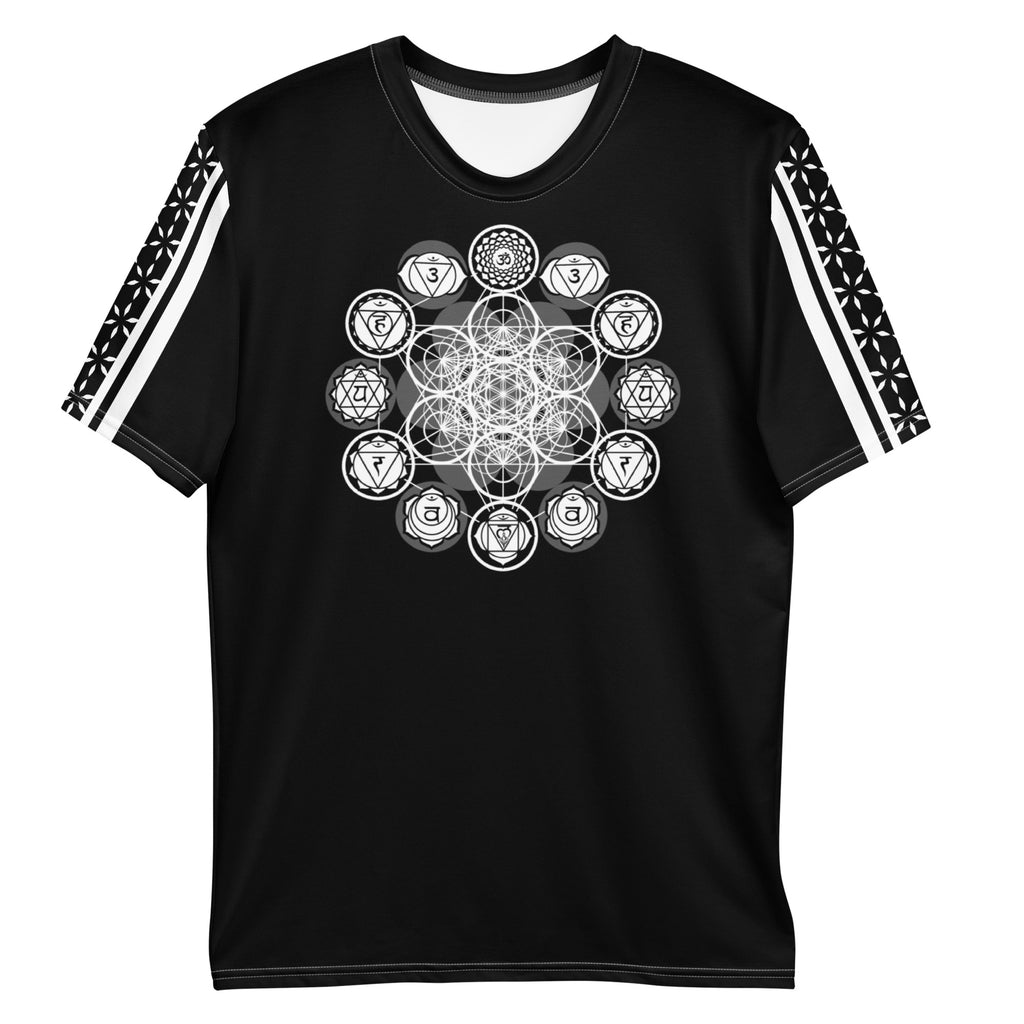 Sacred Form men’s t-shirt — centered sacred-geometry graphic; Minimal sacred geometry tee — front view