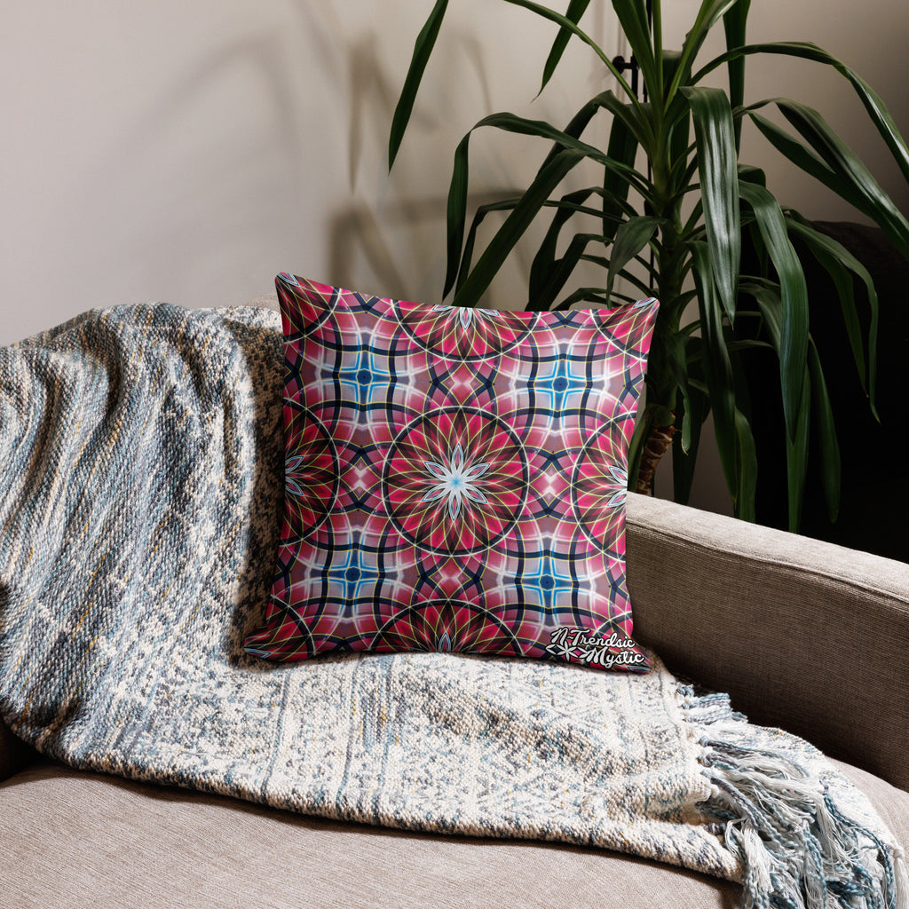 Crimson Lunar | Sacred Geometry Premium Pillow – All-Over Print Mystic Home Décor