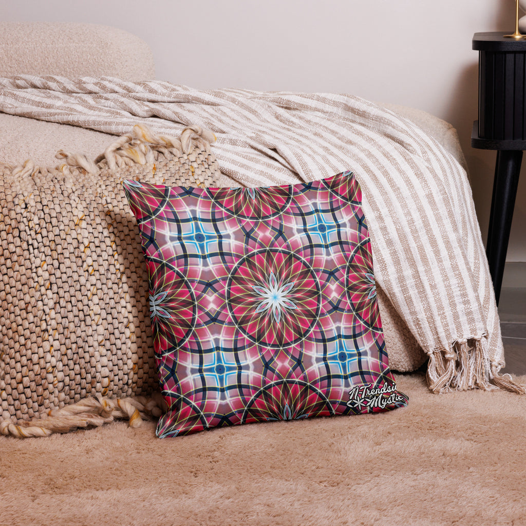 Crimson Lunar | Sacred Geometry Premium Pillow – All-Over Print Mystic Home Décor
