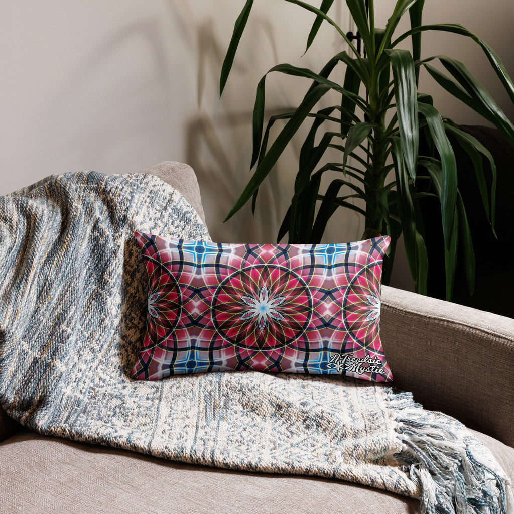 Crimson Lunar | Sacred Geometry Premium Pillow – All-Over Print Mystic Home Décor