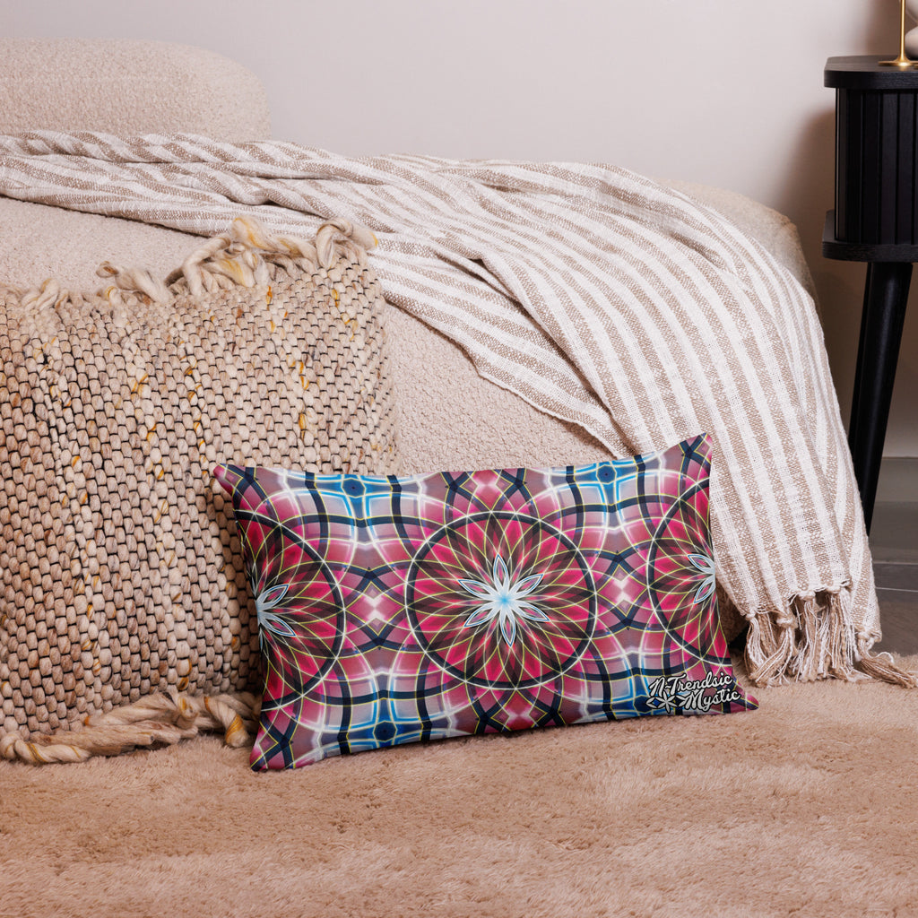 Crimson Lunar | Sacred Geometry Premium Pillow – All-Over Print Mystic Home Décor