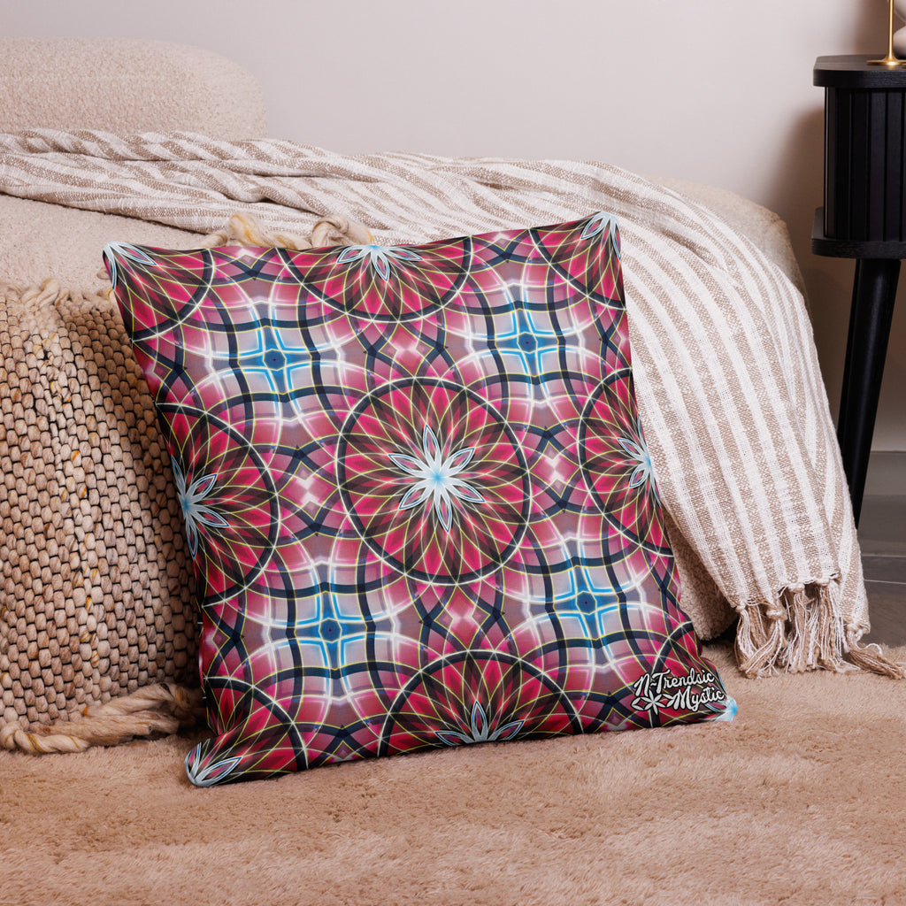Crimson Lunar | Sacred Geometry Premium Pillow – All-Over Print Mystic Home Décor