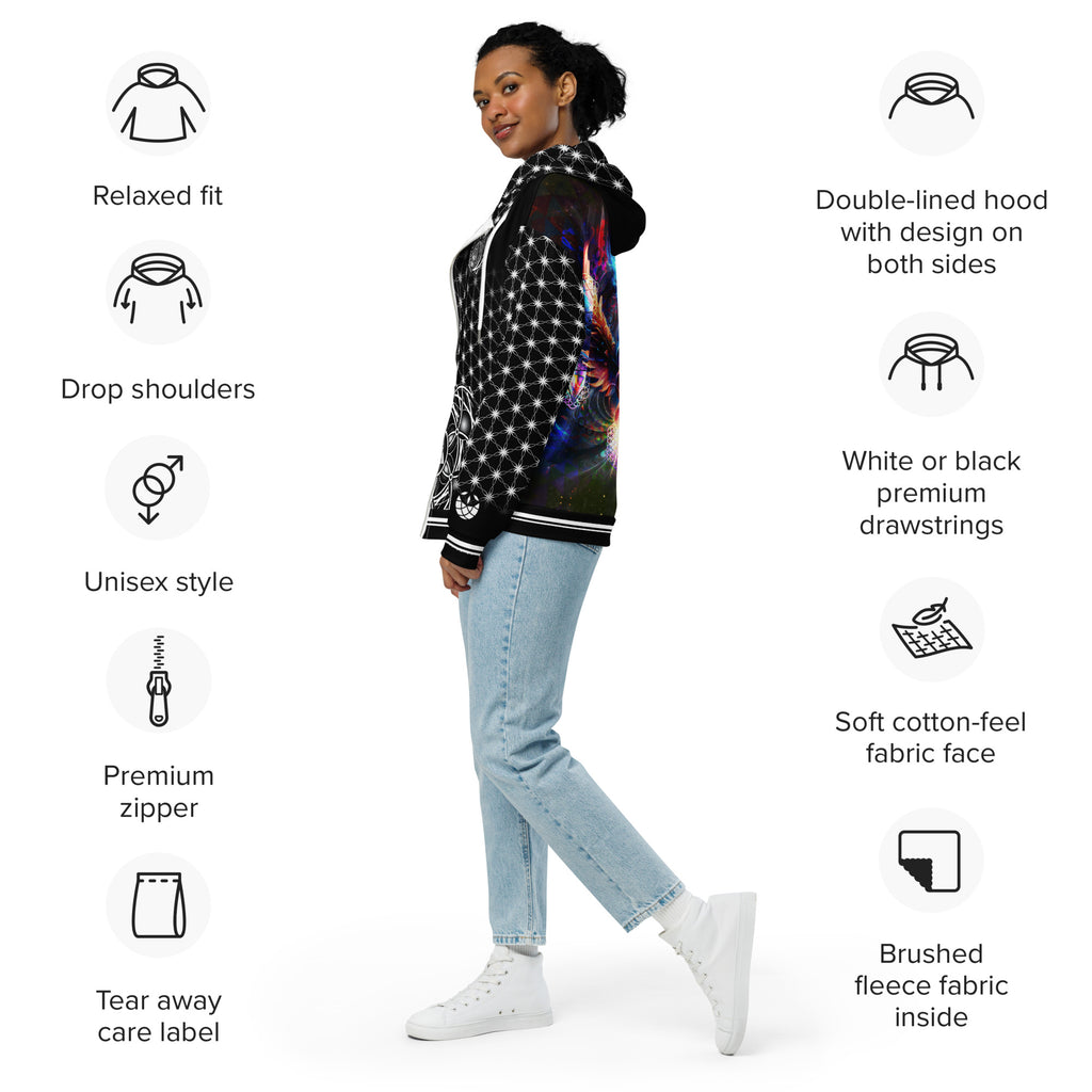 Essence of the All Unisex Zip Hoodie | Sacred Geometry & Cosmic Vision