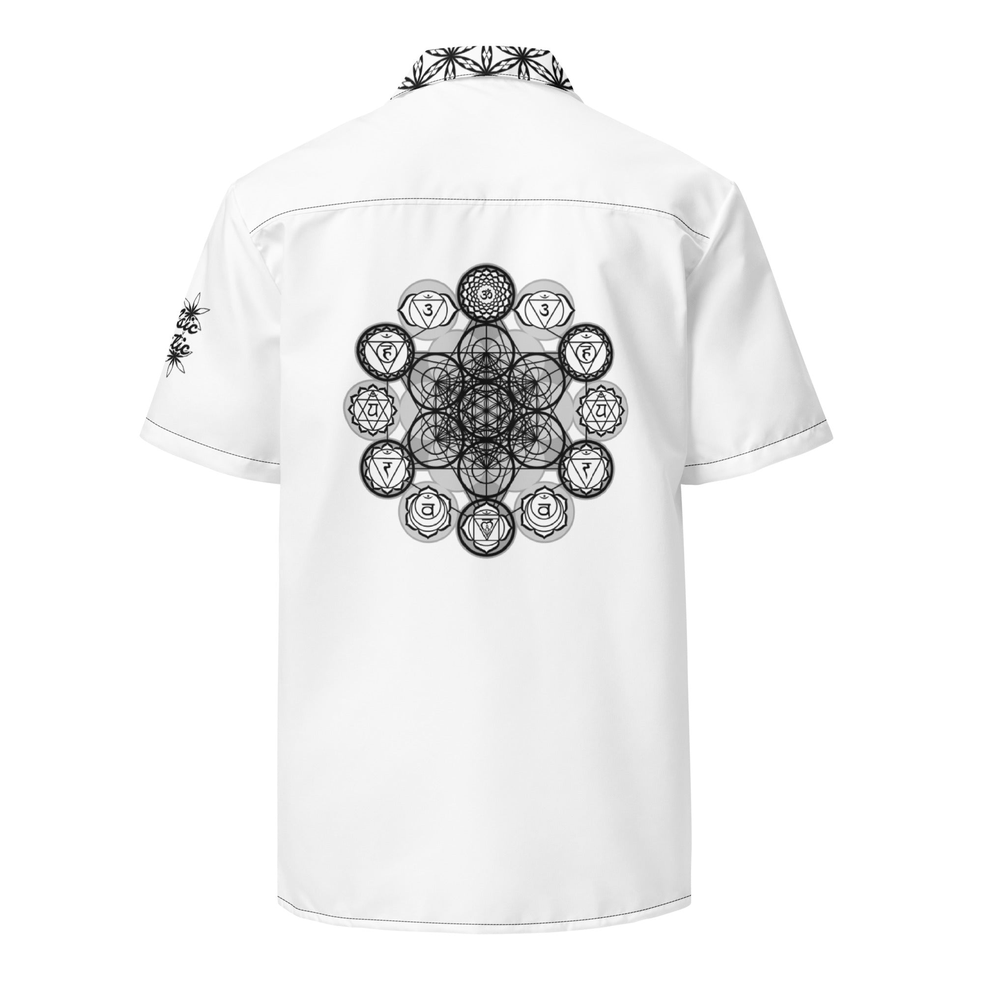 Mystic Light Alignment button shirt — pale field with luminous geometry
