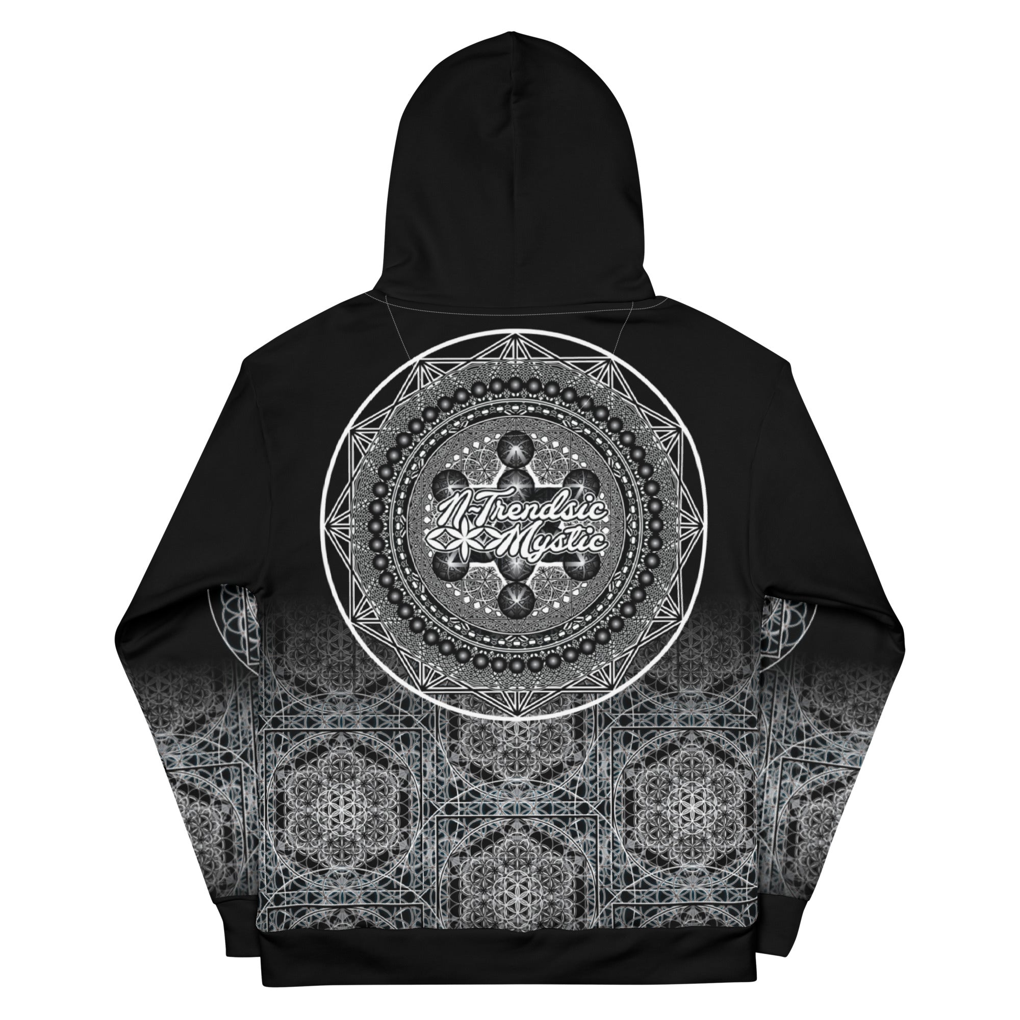 Keystone Matrix Hoodie featuring sacred geometry, mandala detailing, and a central Keystone sigil in full all-over print. Product mockup