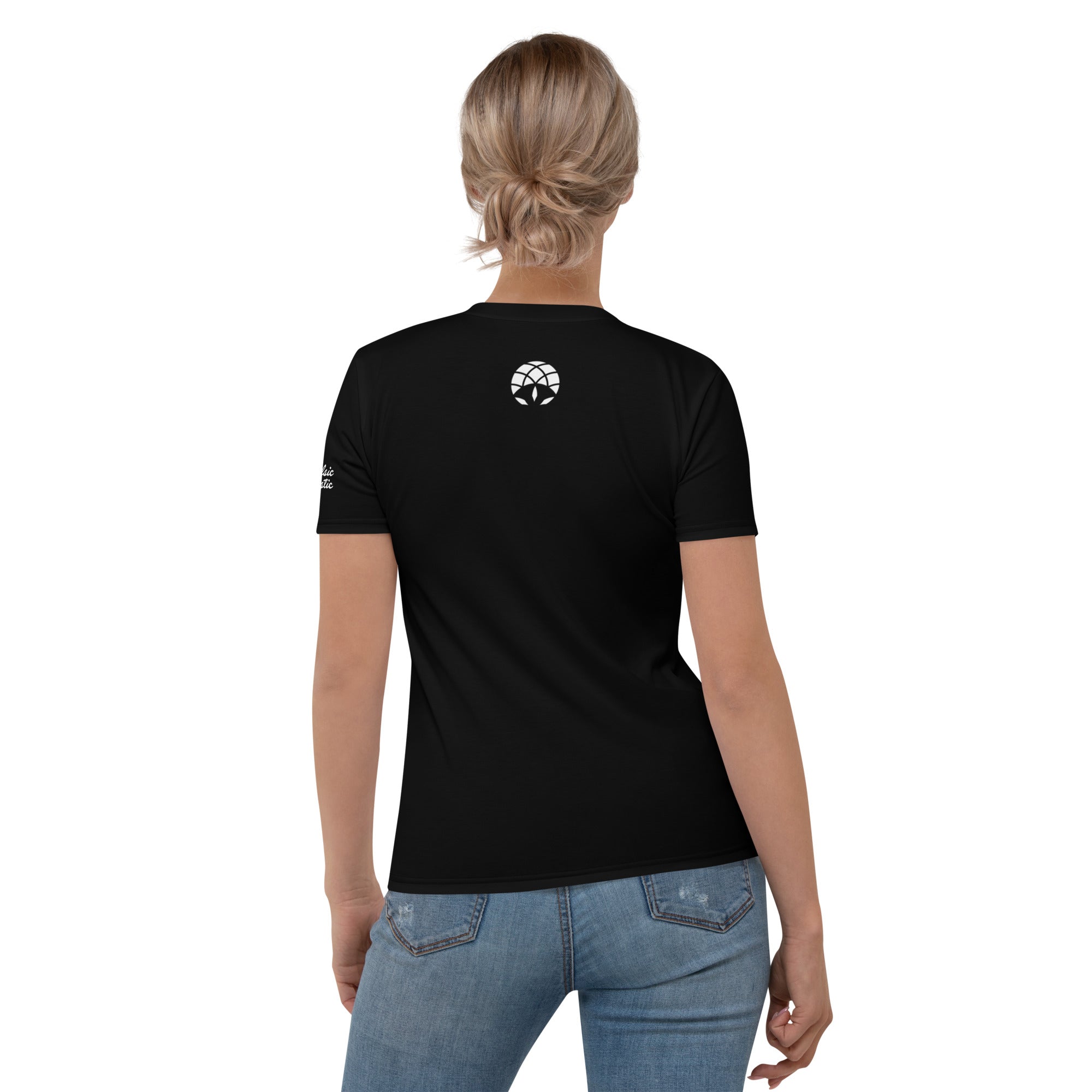 Universal Love tee — sacred geometry heart design front, back neck sigil