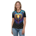 Universal Love tee — sacred geometry heart design front, back neck sigil