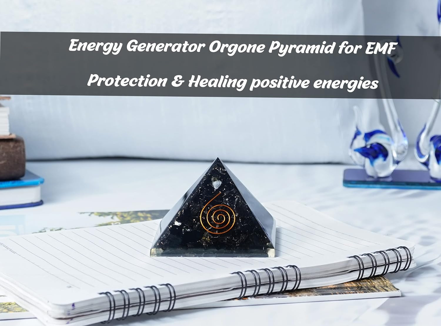 Black Tourmaline Orgone Pyramid Feng Shui Chakra Balancing Crystal Reiki Healing Spiritual Balancing Meditation Good Luck Paper Weights Home Office Decor Size: 2.5-3 Inch