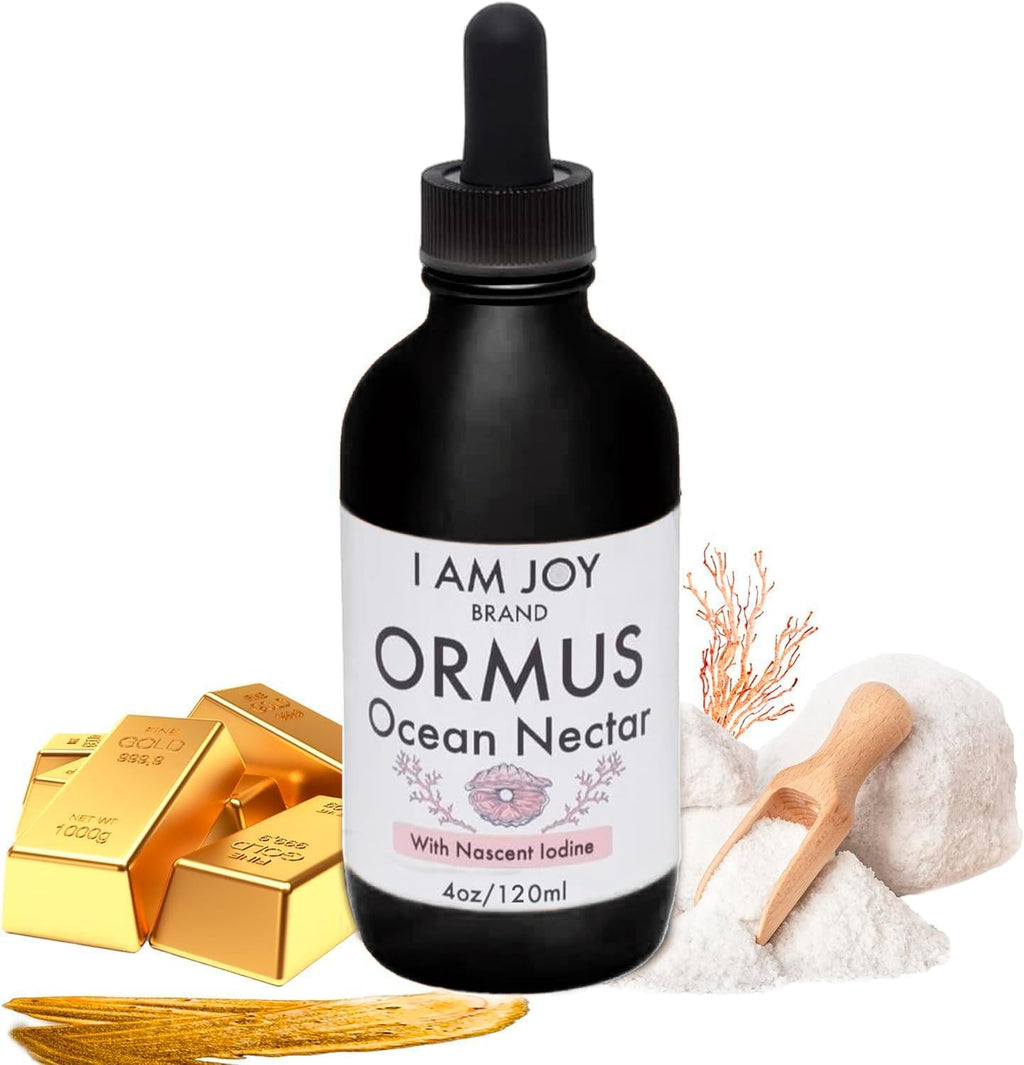Ocean Nectar Ormus Elixir — iridescent monoatomic gold with iodine in a dropper bottle, ceremonial and luminous