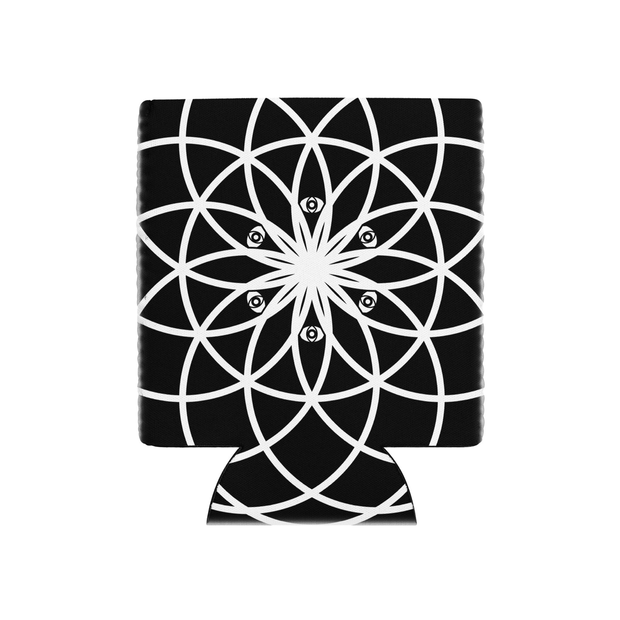 Mystic Koozie Eyez neoprene can cooler — sacred geometry mandala with eyes design, fits regular and slim cans