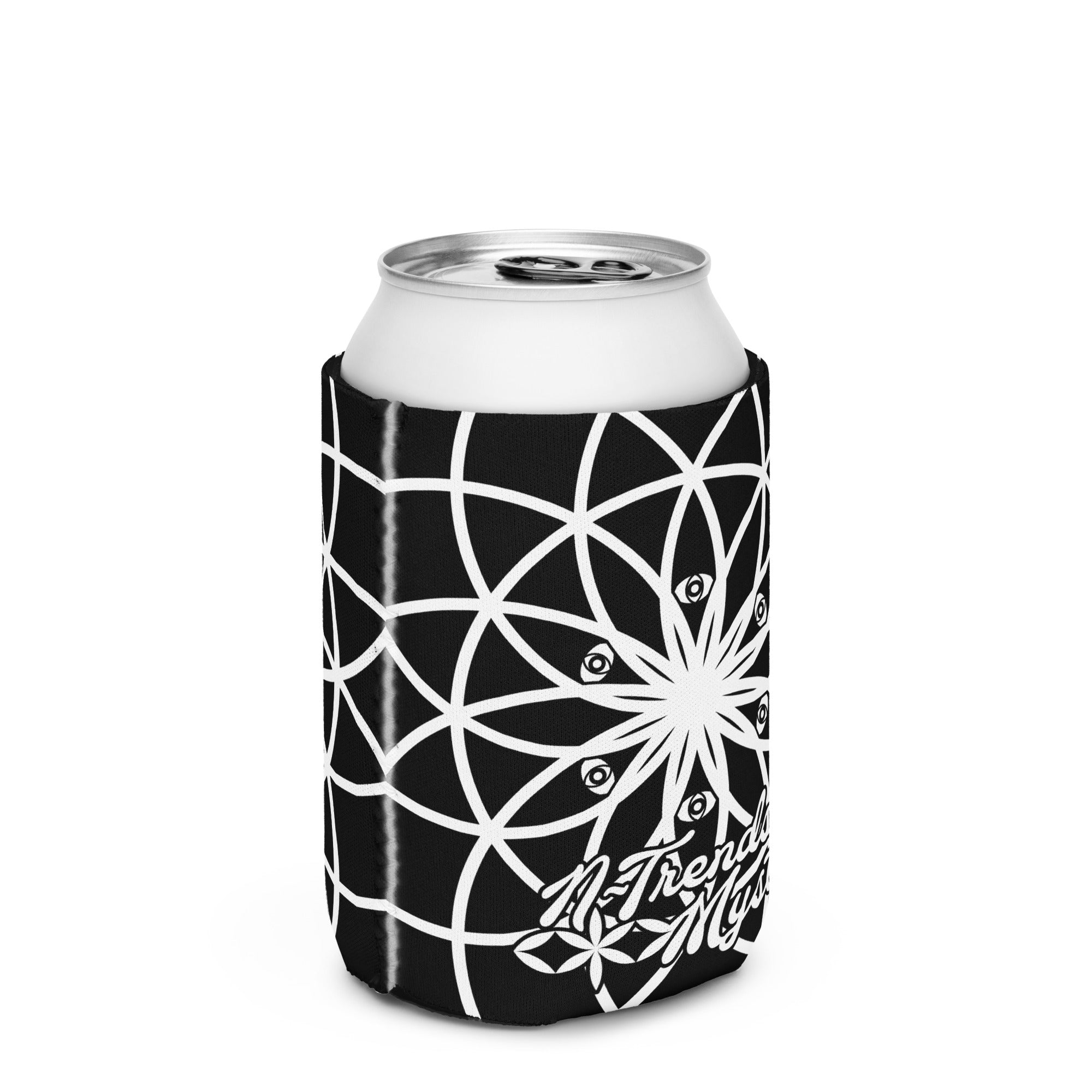 Mystic Koozie Eyez neoprene can cooler — sacred geometry mandala with eyes design, fits regular and slim cans