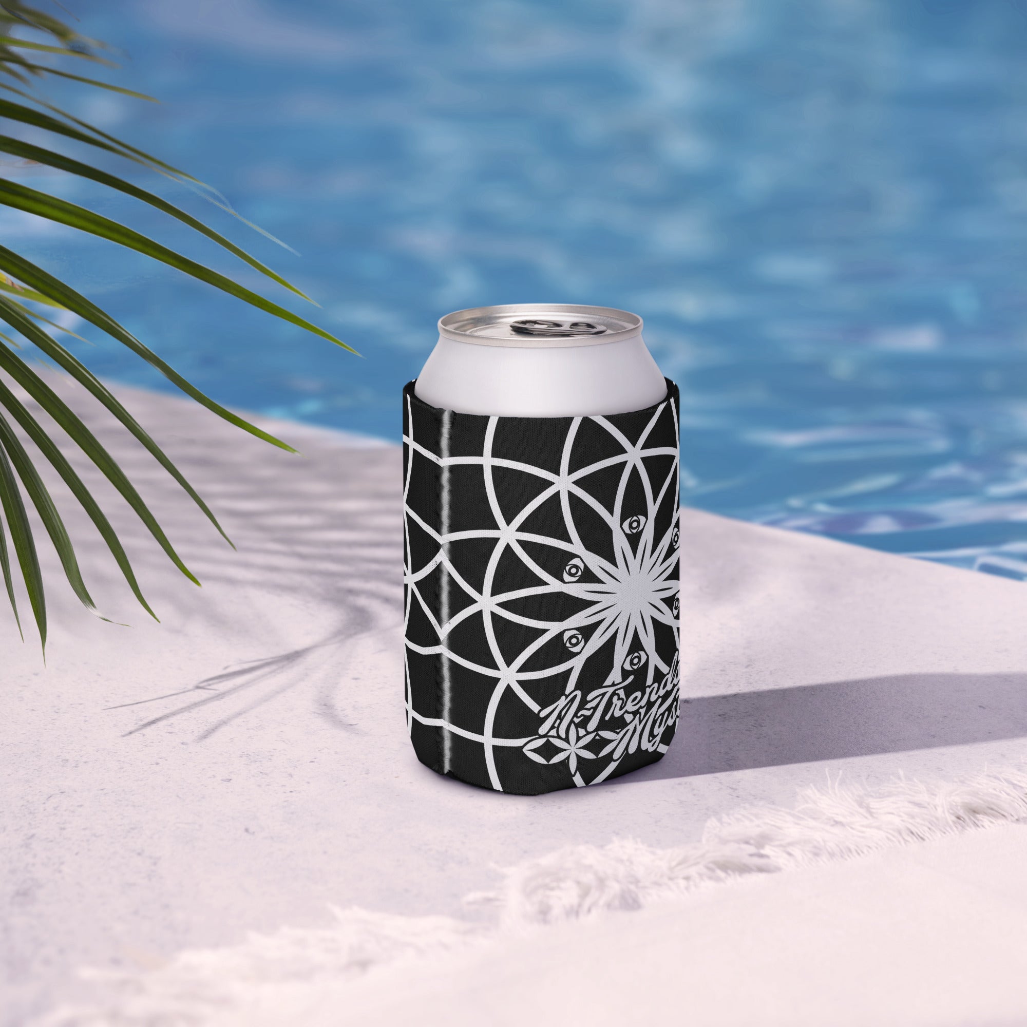 Mystic Koozie Eyez neoprene can cooler — sacred geometry mandala with eyes design, fits regular and slim cans