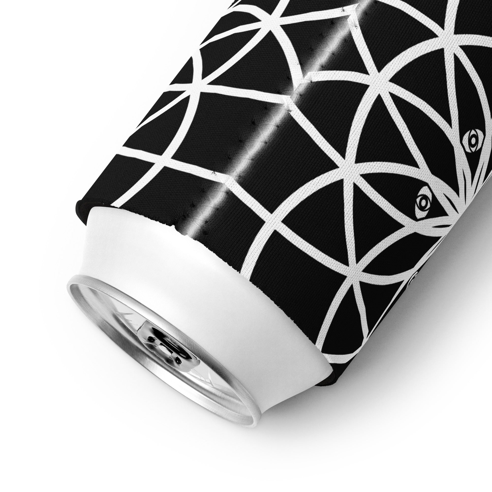 Mystic Koozie Eyez neoprene can cooler — sacred geometry mandala with eyes design, fits regular and slim cans