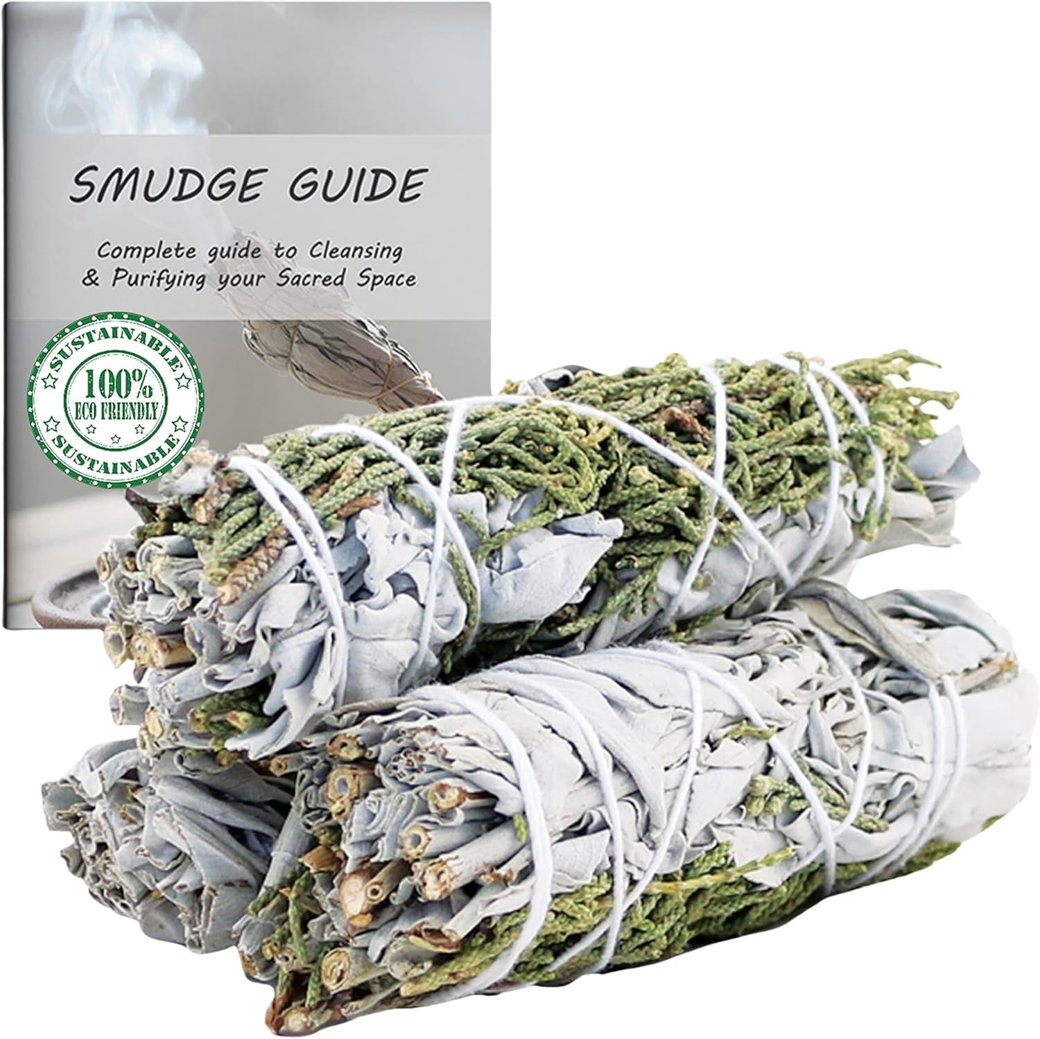 White Sage & Cedar Smudge Stick Bundle – 3 Pack | Sacred Botanical Blends for Ritual, Cleansing & Ceremony
