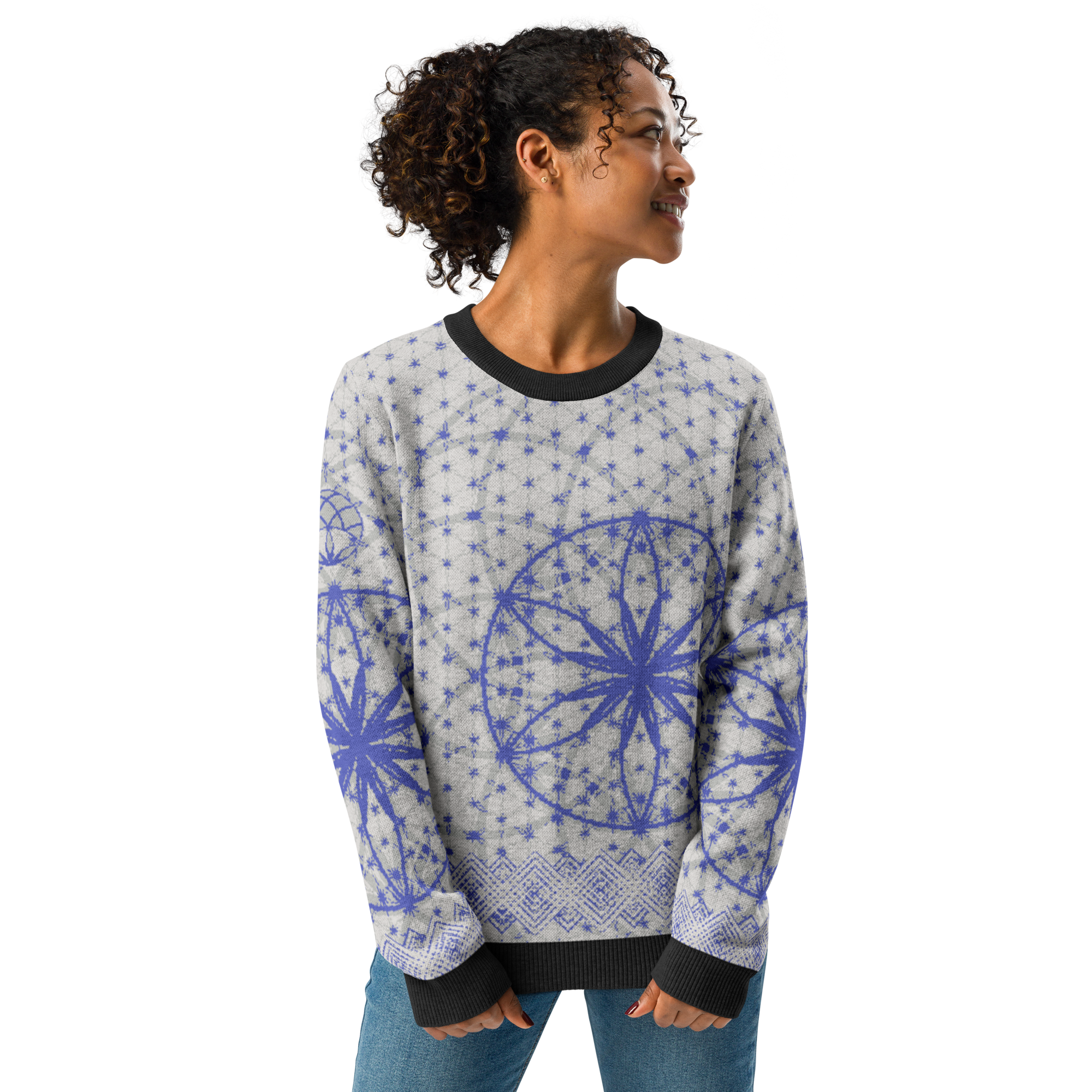 Blue Prima Mystica | Knitted Crew Neck Sweater (Knit-On-Demand)