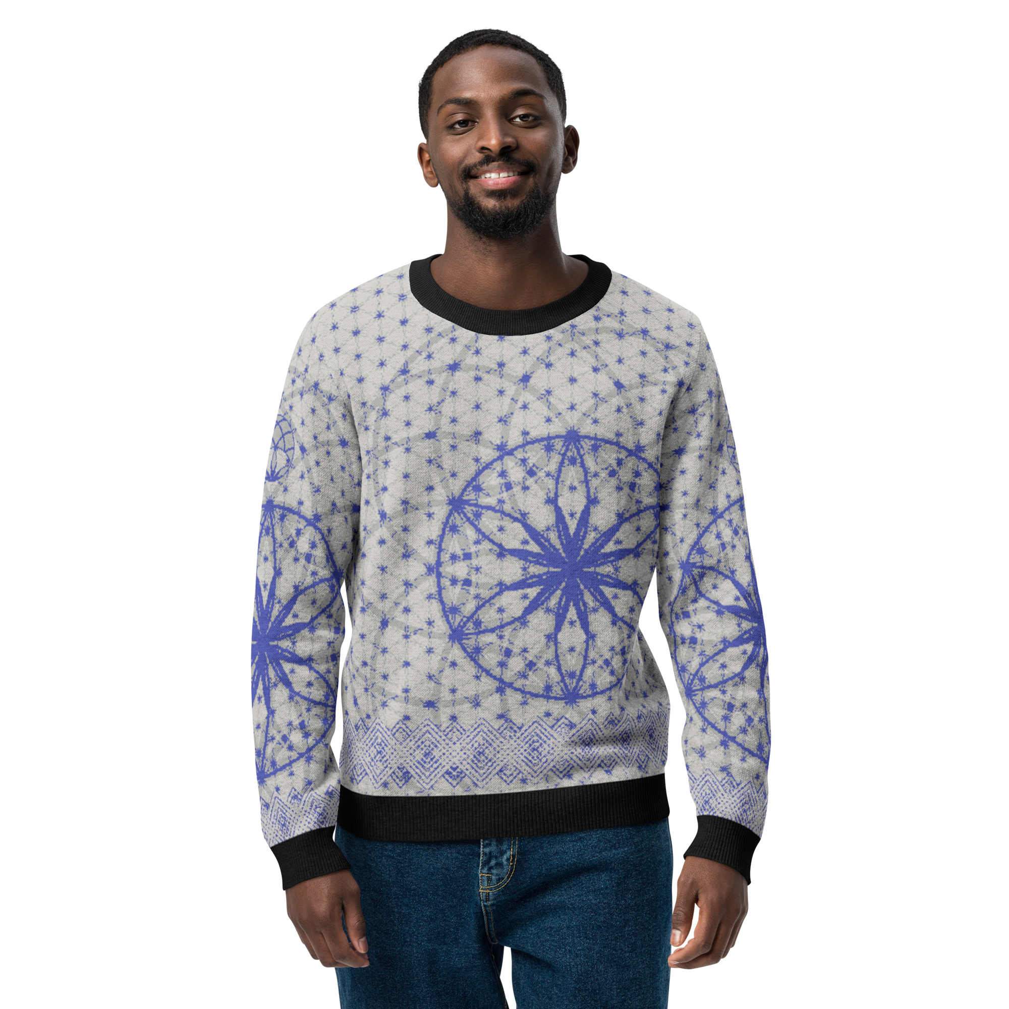 Blue Prima Mystica | Knitted Crew Neck Sweater (Knit-On-Demand)
