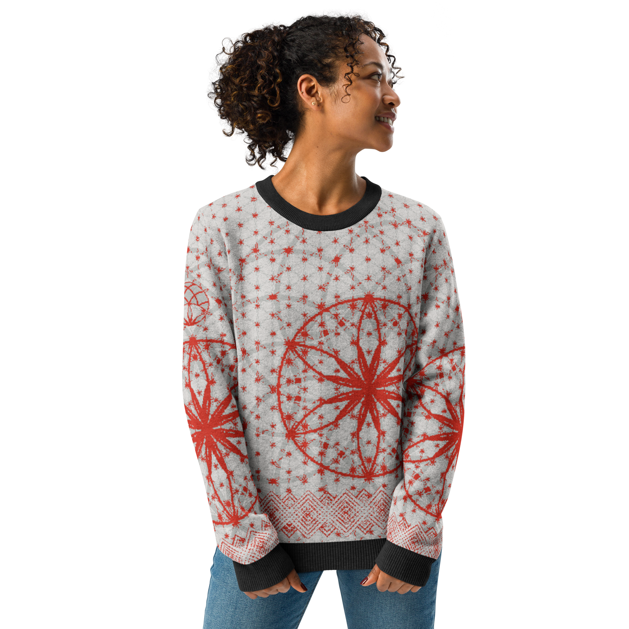 Red Prima Mystica | Knitted Crew Neck Sweater (Knit-On-Demand)