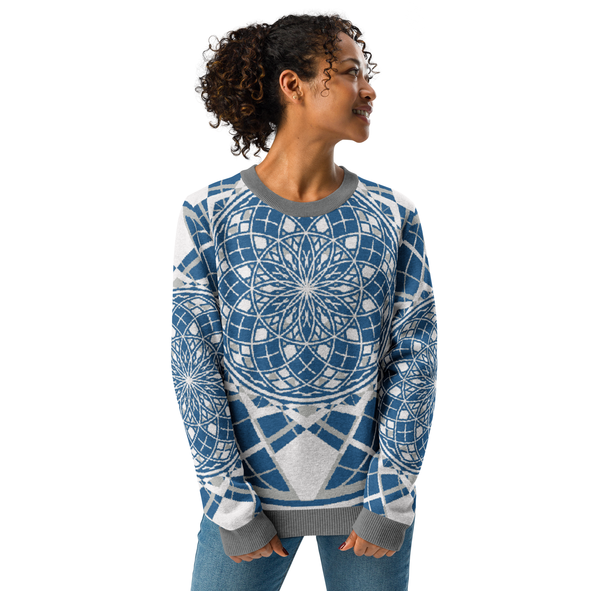 Mystic Metamorphic Blue Sky | Knitted Crew Neck Sweater