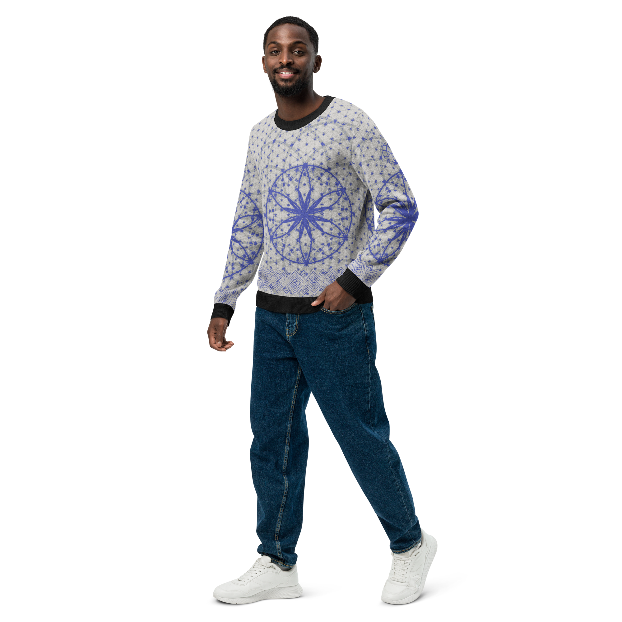 Blue Prima Mystica | Knitted Crew Neck Sweater (Knit-On-Demand)