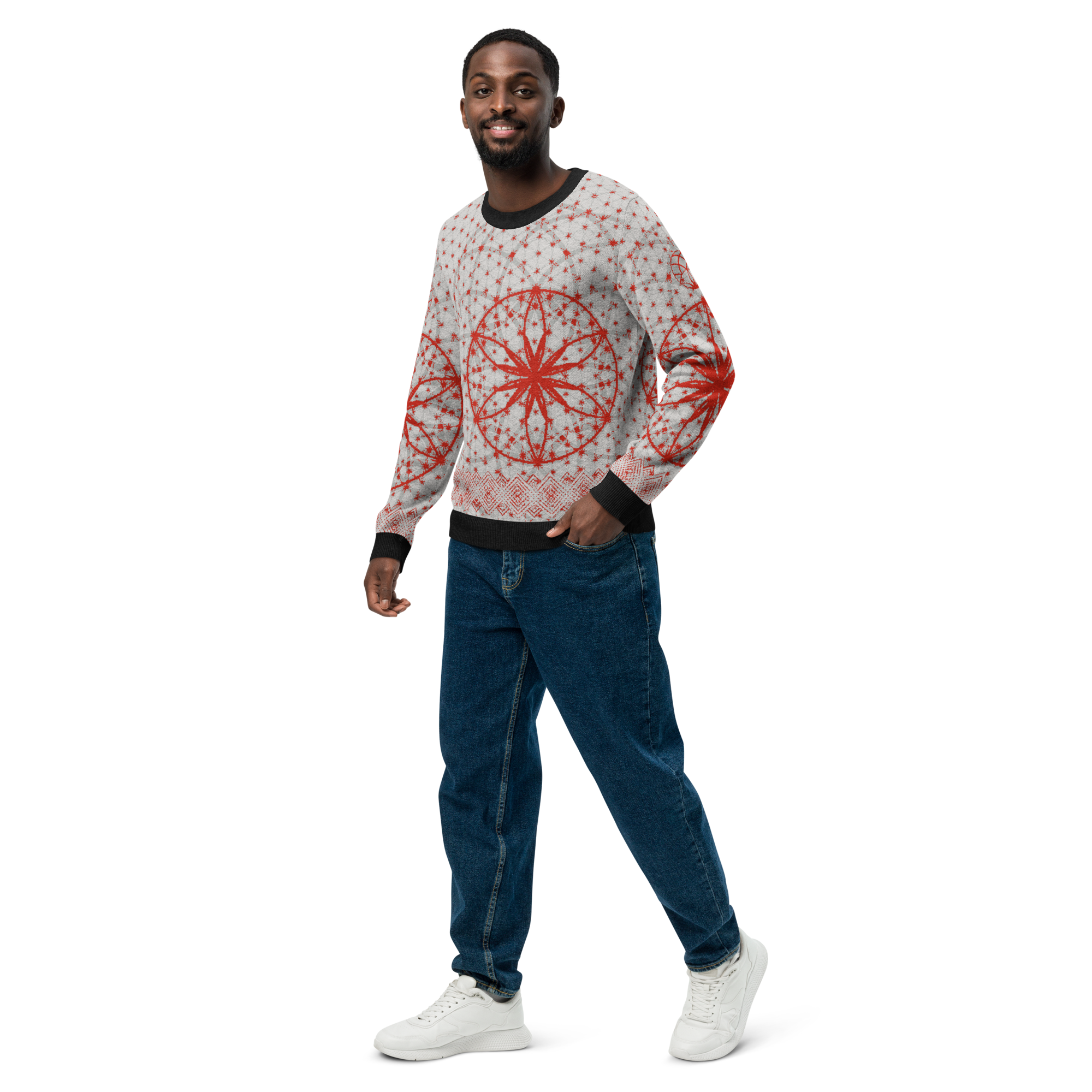 Red Prima Mystica | Knitted Crew Neck Sweater (Knit-On-Demand)