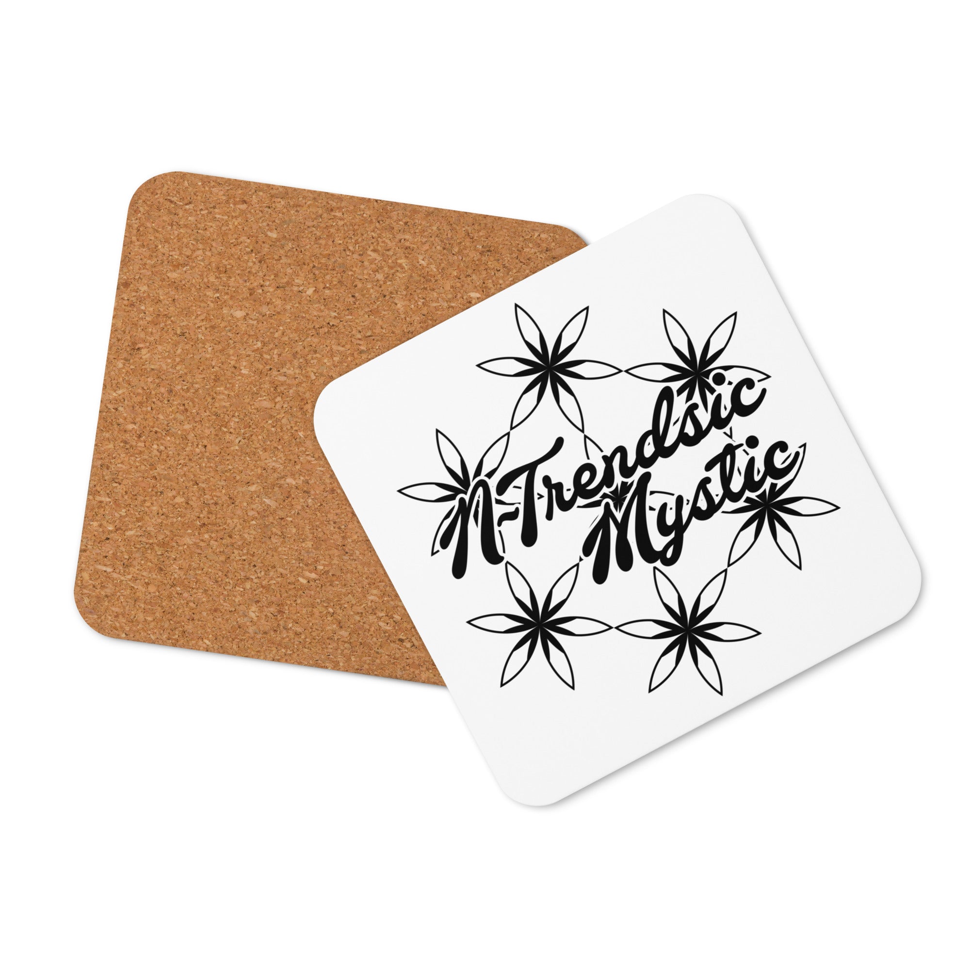 Mystic Emblem cork-back coaster — glossy top, cork backing