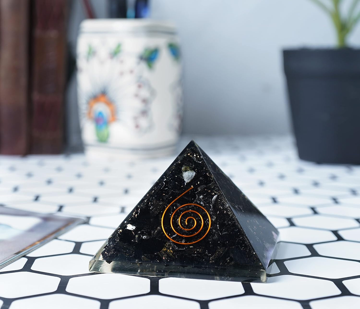 Black Tourmaline Orgone Pyramid Feng Shui Chakra Balancing Crystal Reiki Healing Spiritual Balancing Meditation Good Luck Paper Weights Home Office Decor Size: 2.5-3 Inch