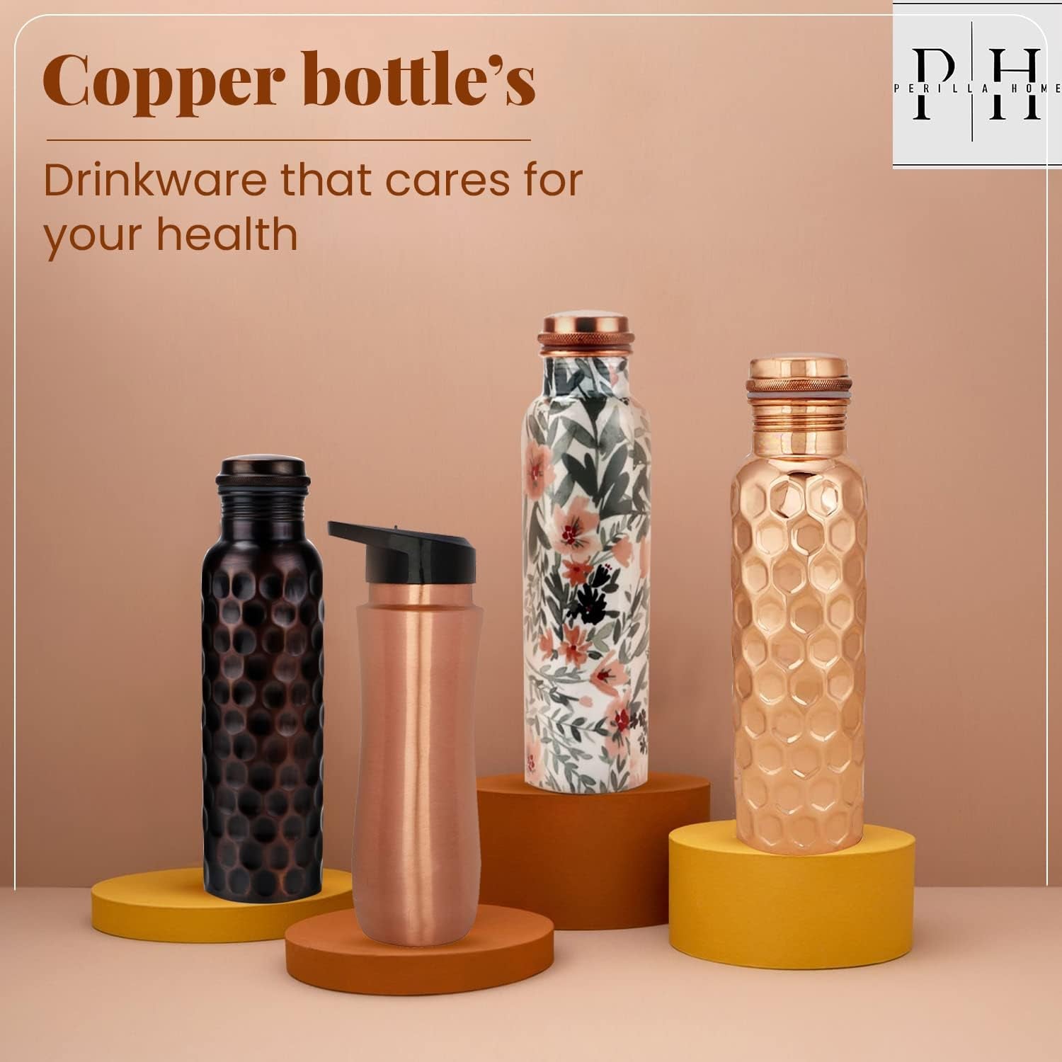 Mystic Copper Vessel – 34 oz Ayurvedic-Inspired Water Bottle 100% Pure Copper | Handcrafted | Leak-Proof |Ready to Go
