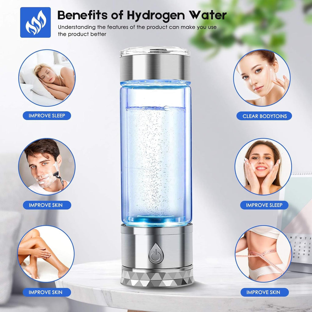 N.P Hydrogen Water Bottle Generator with Dual Chamber & SPE PEM Technology - Up to 1700 PPB
