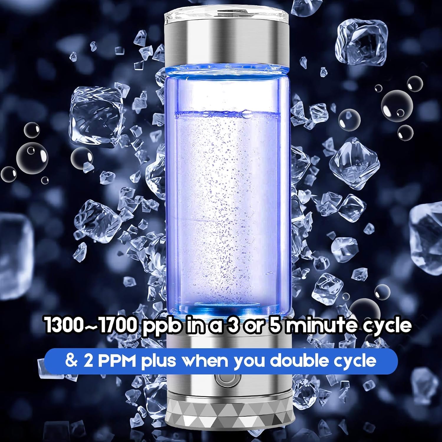 N.P Hydrogen Water Bottle Generator with Dual Chamber & SPE PEM Technology - Up to 1700 PPB