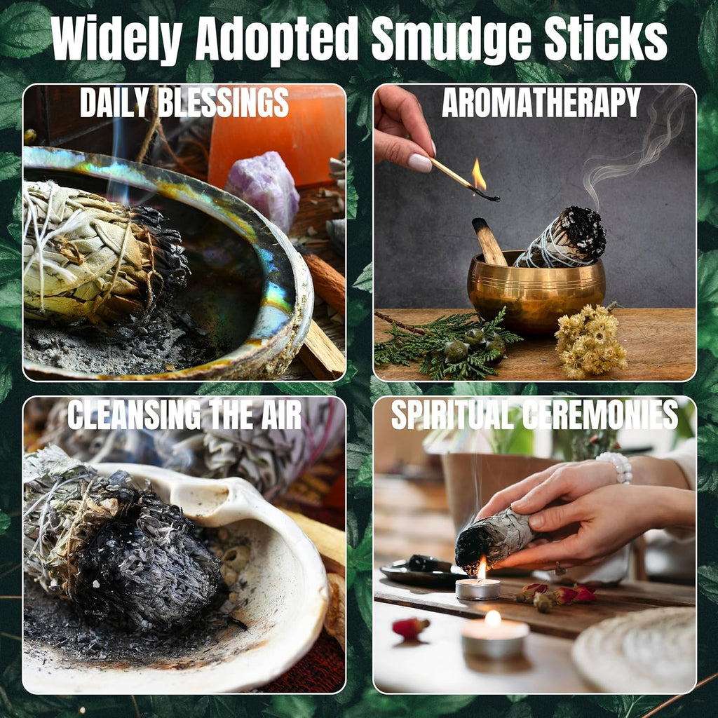 White Sage & Cedar Smudge Stick Bundle – 3 Pack | Sacred Botanical Blends for Ritual, Cleansing & Ceremony