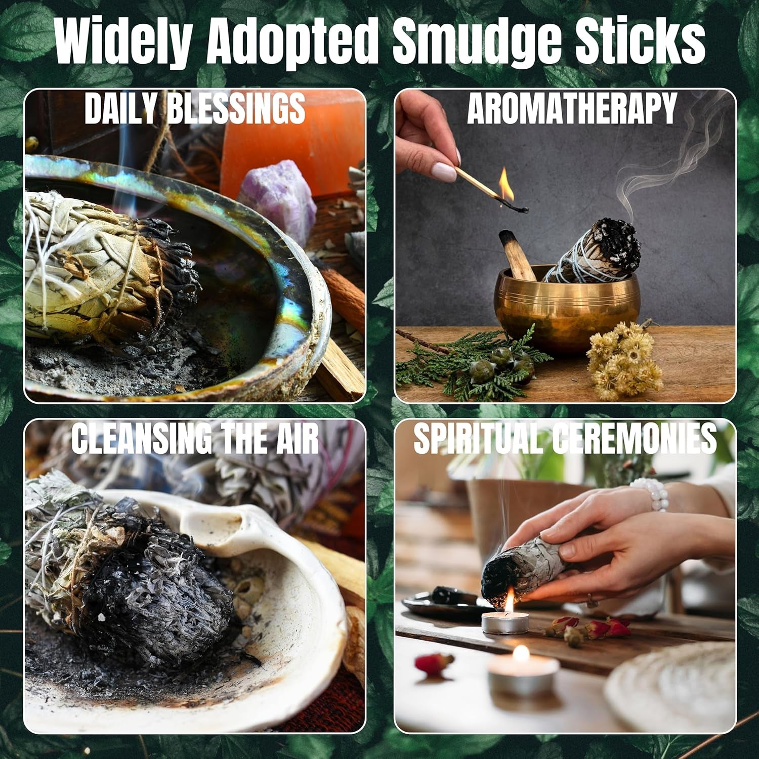 White Sage & Cedar Smudge Stick Bundle – 3 Pack | Sacred Botanical Blends for Ritual, Cleansing & Ceremony