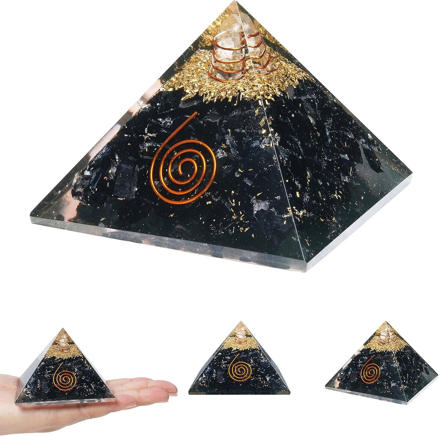 Black Tourmaline Orgone Pyramid Feng Shui Chakra Balancing Crystal Reiki Healing Spiritual Balancing Meditation Good Luck Paper Weights Home Office Decor Size: 2.5-3 Inch