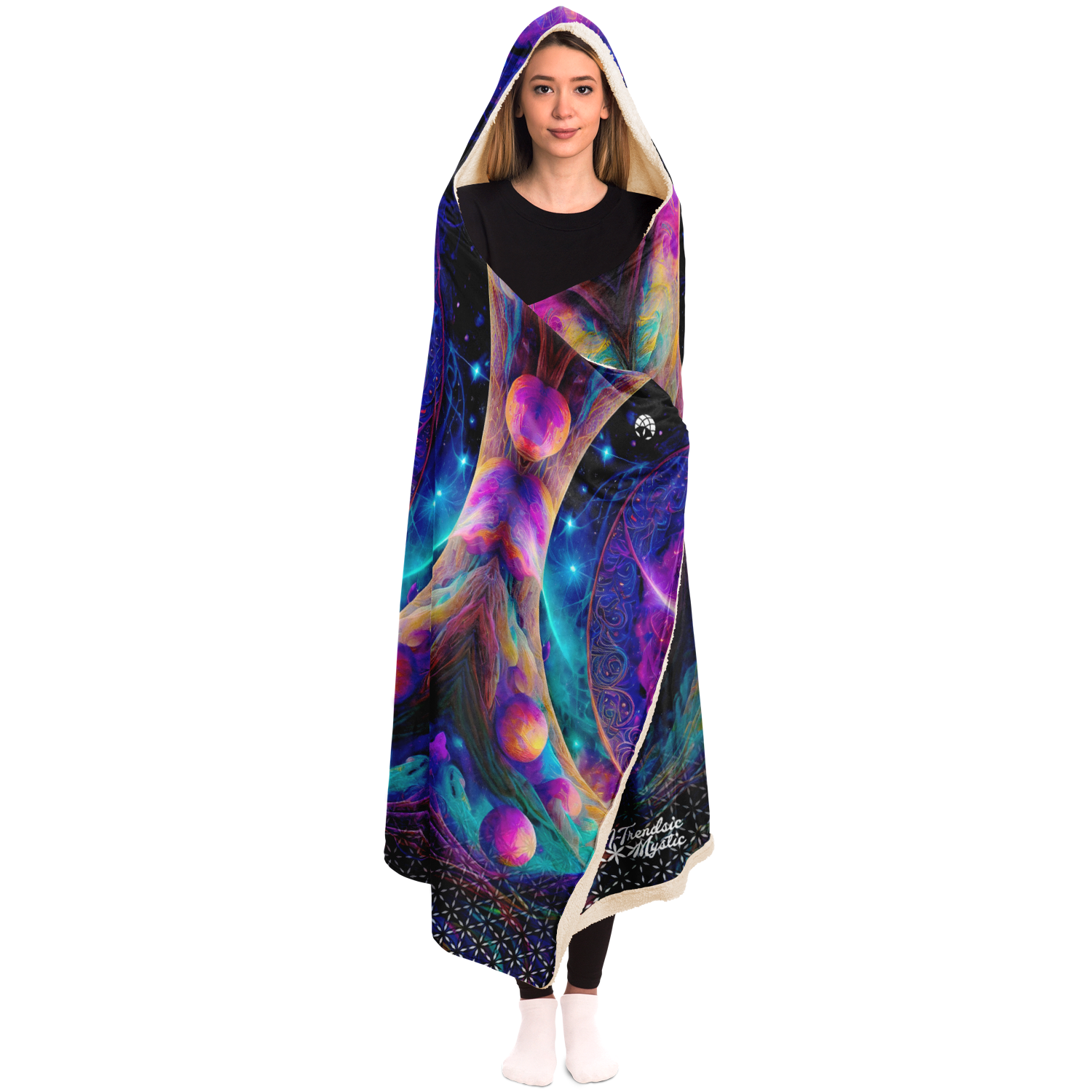 Mystic Contemplation - Sherpa Hooded Blanket