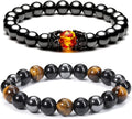 Grounded Trio bracelet set featuring black obsidian, hematite, and tiger’s eye beads on stretch cord; includes two matching bracelets