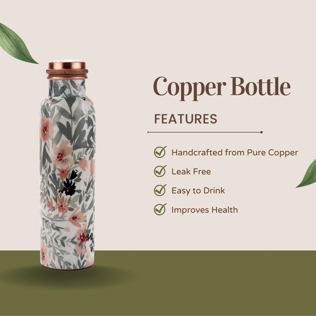 Mystic Copper Vessel – 34 oz Ayurvedic-Inspired Water Bottle 100% Pure Copper | Handcrafted | Leak-Proof |Ready to Go