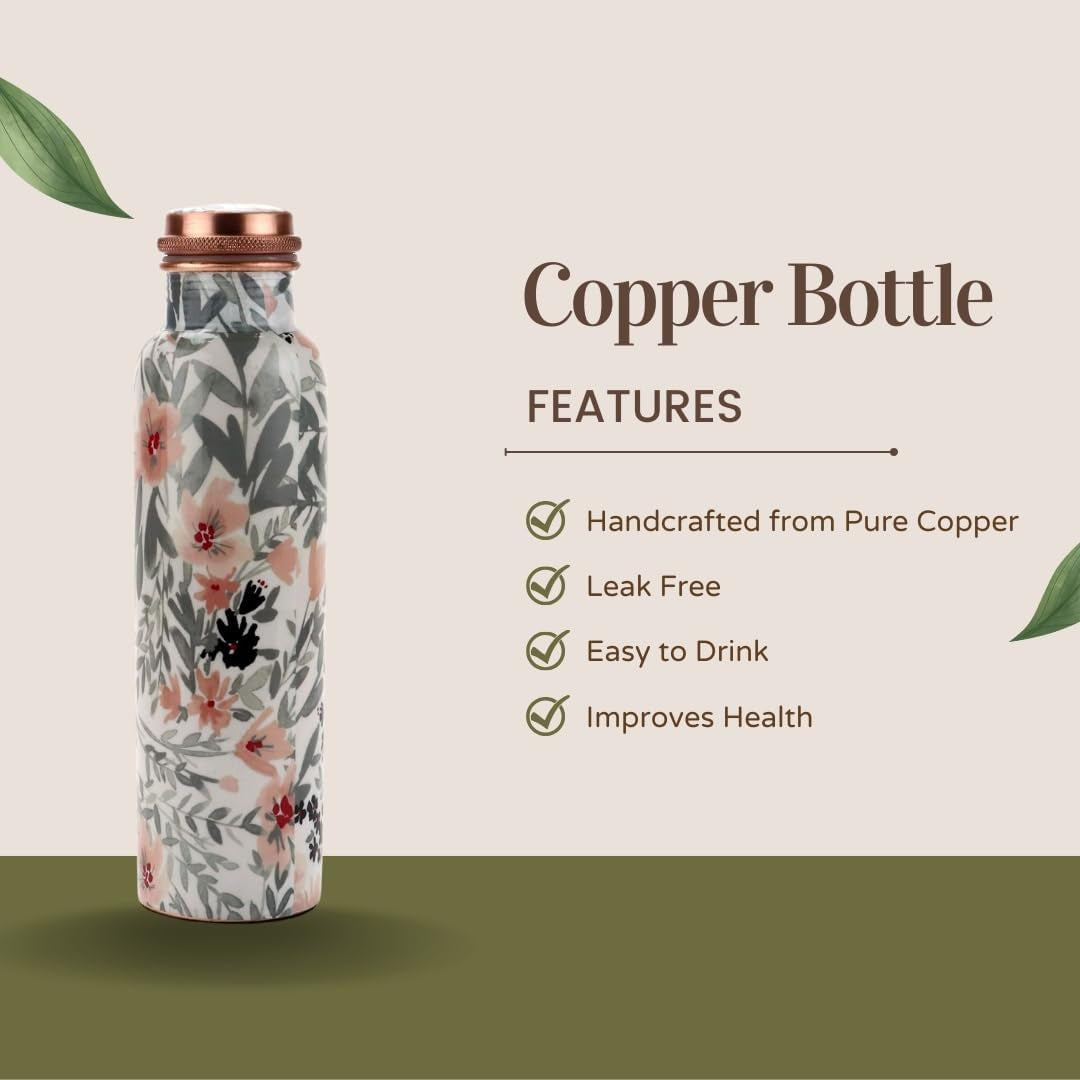 Mystic Copper Vessel – 34 oz Ayurvedic-Inspired Water Bottle 100% Pure Copper | Handcrafted | Leak-Proof |Ready to Go