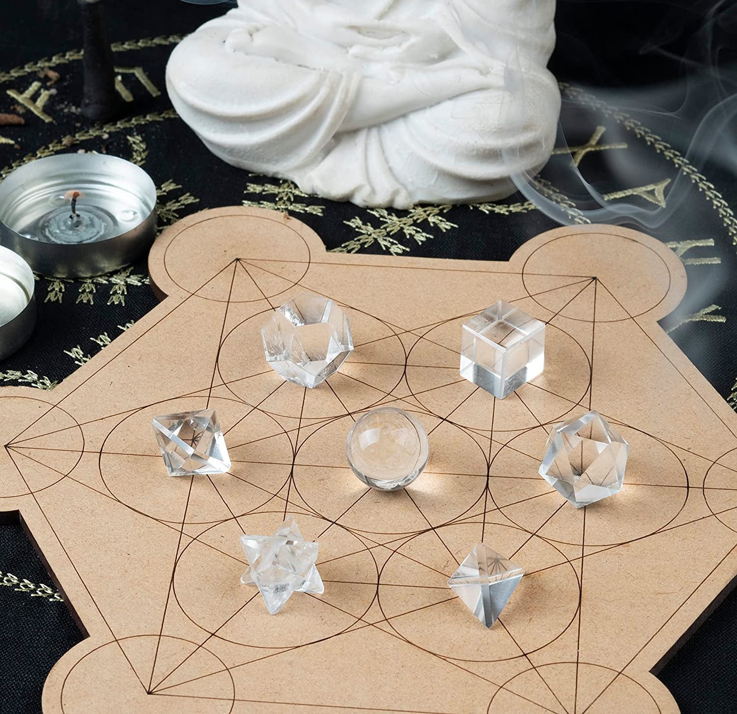 Platonic Solid Sacred Geometry Set for Reiki Healing & Chakra Balancing (15-20mm)