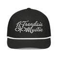 Mystic Classic golf rope cap — black 5-panel hat with braided rope detail and embroidered NTrendSic Mystic logo
