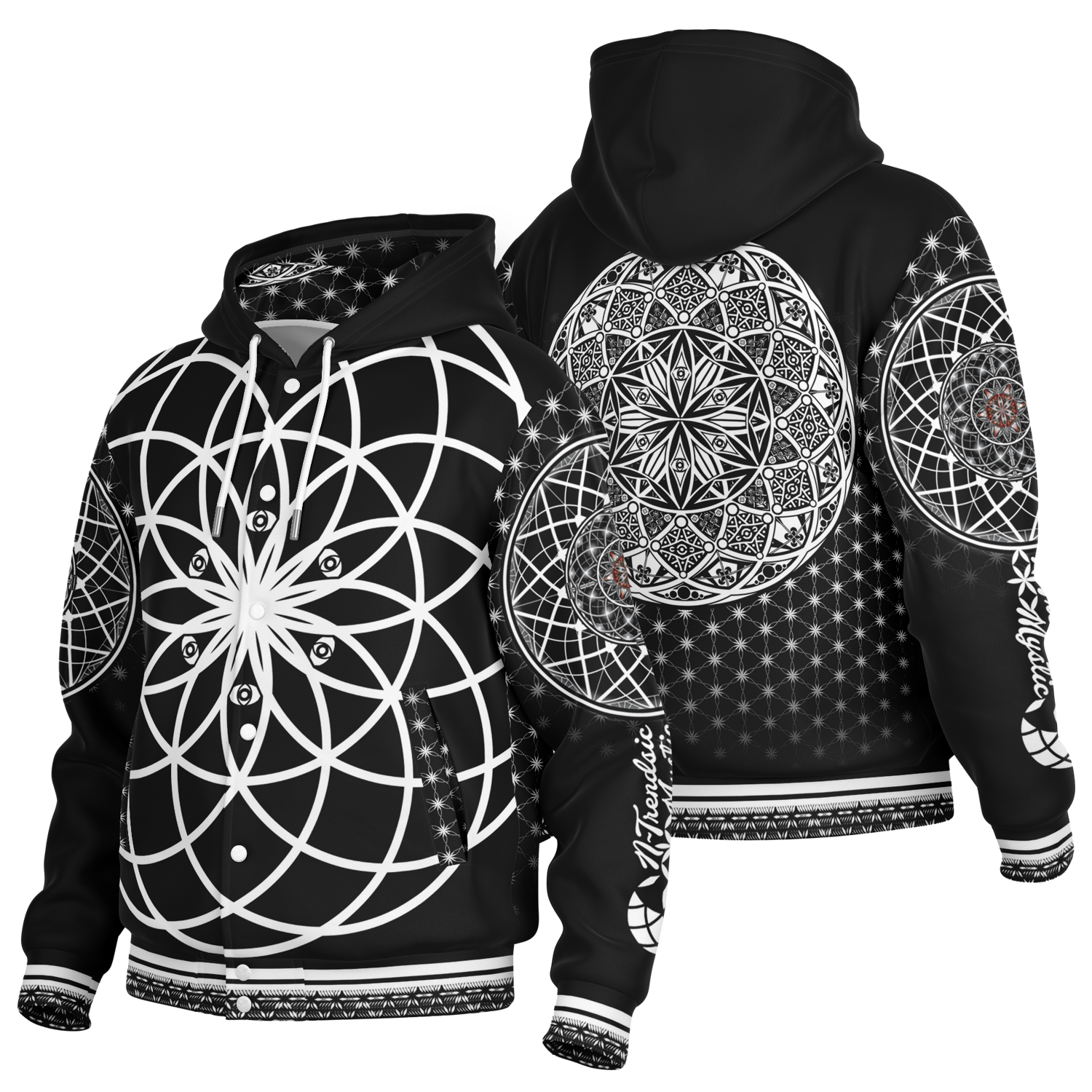 Mystic Eyes2C - Heavyweight Hooded Baseball Jacket – AOP | Bold Style, Ultimate Comfort