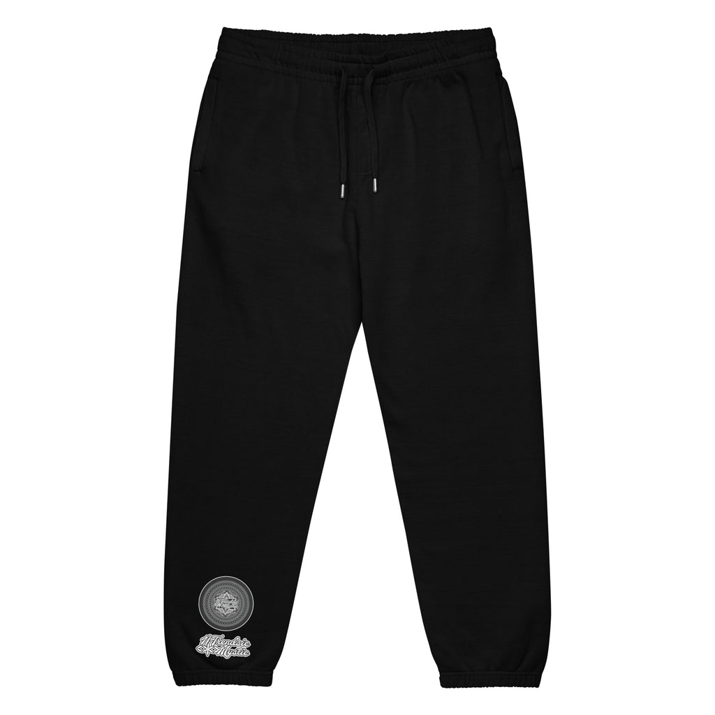 Black NTrendSic Keystone urban sweatpants made from heavyweight fleece with relaxed fit, elastic cuffs, zippered pockets, and minimalist streetwear design. Product mockup
