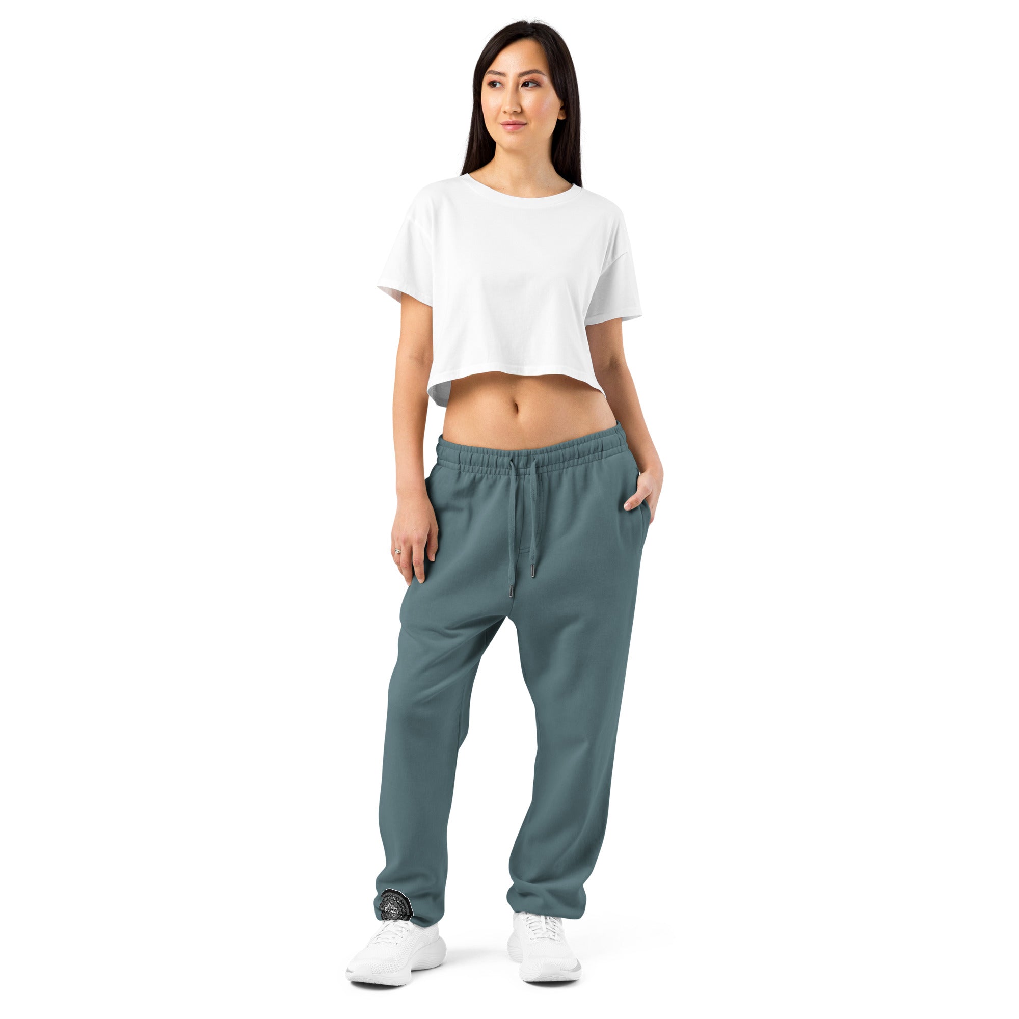 NTrendSic Keystone urban sweatpants made from heavyweight fleece with relaxed fit, elastic cuffs, zippered pockets, and minimalist streetwear design. Product mockup