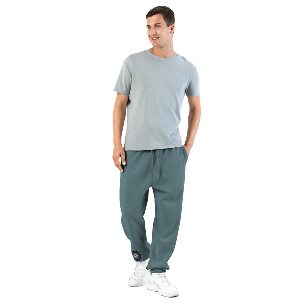 NTrendSic Keystone urban sweatpants made from heavyweight fleece with relaxed fit, elastic cuffs, zippered pockets, and minimalist streetwear design. Product mockup