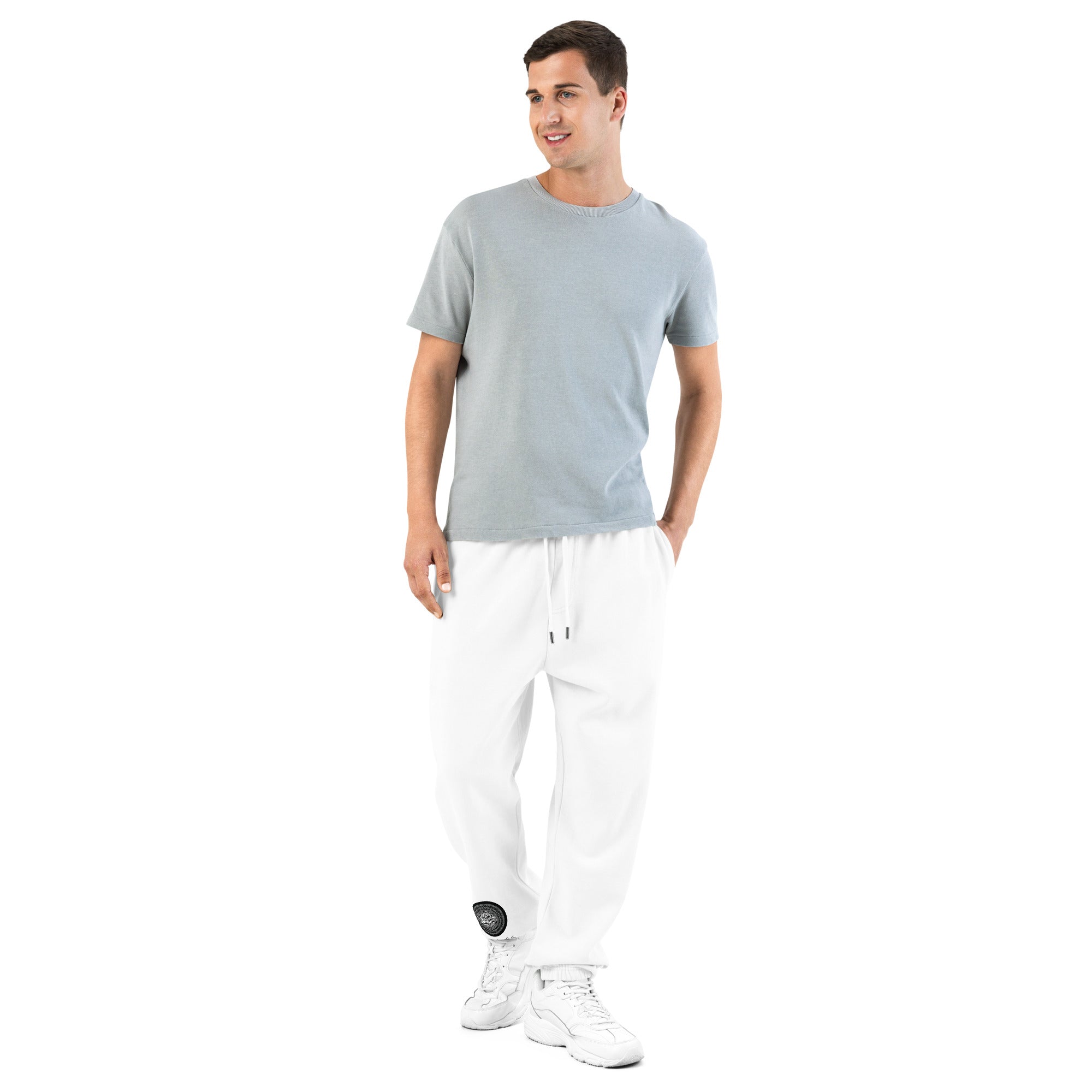 NTrendSic Keystone urban sweatpants made from heavyweight fleece with relaxed fit, elastic cuffs, zippered pockets, and minimalist streetwear design. Product mockup