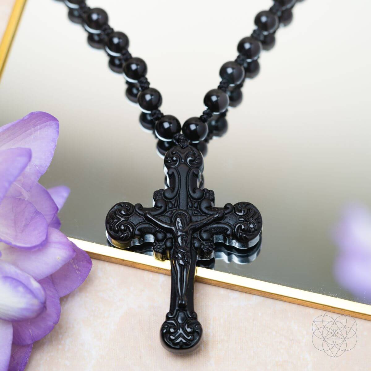 Sacred Armor: Black Obsidian Cross of Faith & Protection Pendant